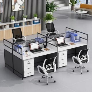 4-Way White Office Workstation
