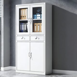 2-Door Metallic Half Glass Filing Cabinet