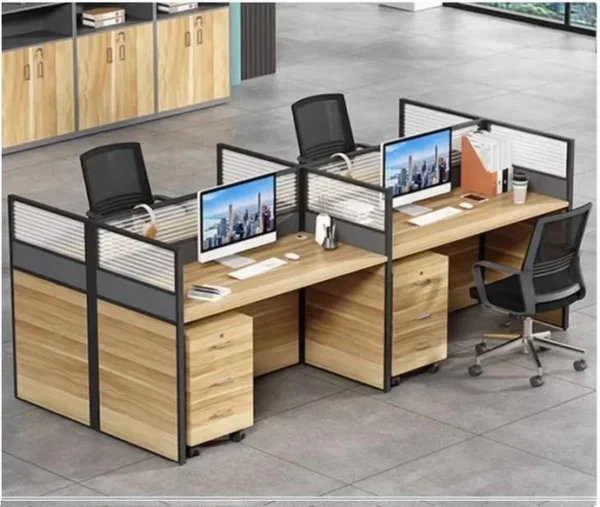 4-Way Brown Office Workstation