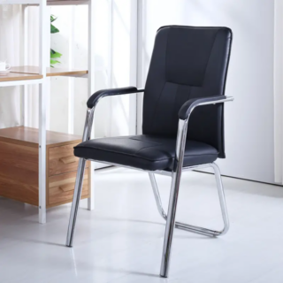 Black PU Leather Visitor Chair