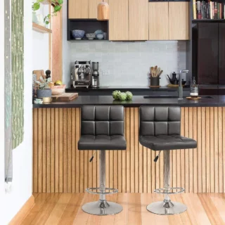 Black Modern Leather Bar Stool