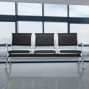 3-Link Leather Padded Waiting Bench